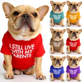 dog clothes starling English short bulldog pet clothing round collar T-shirt Teddy than panda dog clothing (Color: Red)