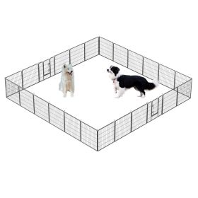 32" Outdoor Fence Heavy Duty Dog Pens 24 Panels Temporary Pet Playpen with Doors (size: 32"   24Pannels)