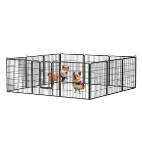 32" Outdoor Fence Heavy Duty Dog Pens 12 Panels Temporary Pet Playpen with Doors (size: 32"   12 Panels)